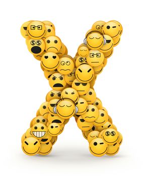 Letter X  compiled from Emoticons smiles with different emotions