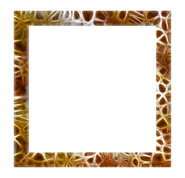 Square frame with radiant amber tone texture isolated on a white background