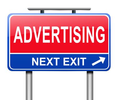Illustration depicting a sign with an advertising concept.