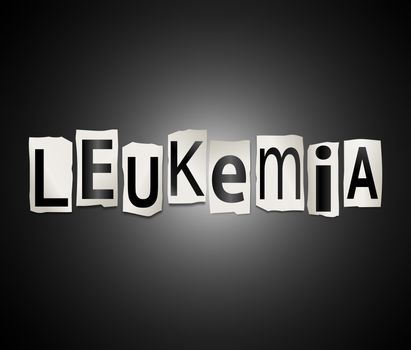 Illustration depicting a set of cut out printed letters arranged to form the word Leukemia.