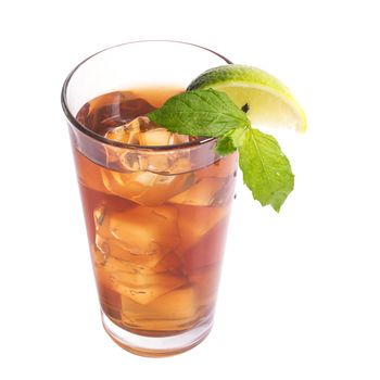 Glass of tea on a white background