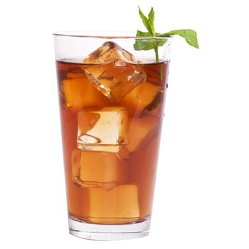 Glass of tea on a white background