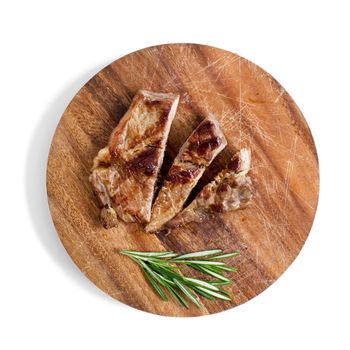 Grilled steak on a white background