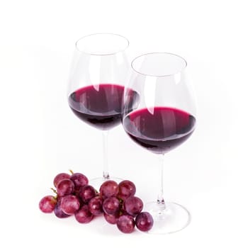 Red wine on a white background