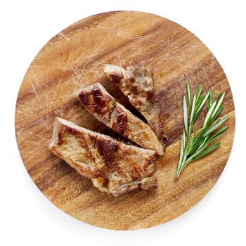 Grilled steak on a white background