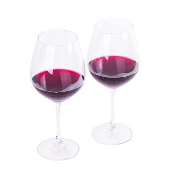 Red wine on a white background