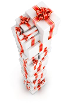 Tall tower of gift boxes - white gift boxes staked