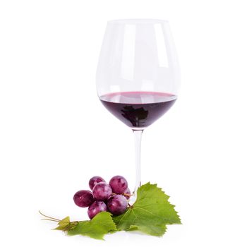 Red wine on a white background