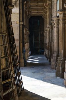 Interior of Jama masjid mosque in Ahmedabad, Gujarat, India