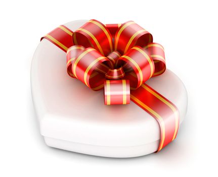 Heart shaped gift box with red ribbons