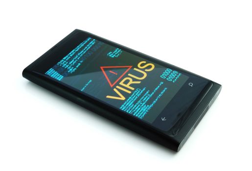 Security concept: smartphone with text Virus