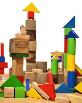 City of wooden blocks built by a child