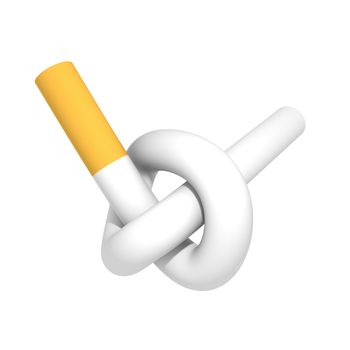 Knotted cigarette 3d isolated on white background