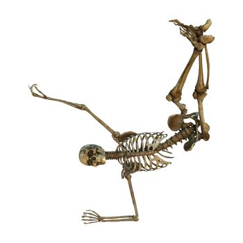 3D digital render of a human dancing skeleton isolated on white background