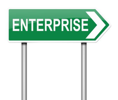 Illustration depicting a sign with an enterprise concept.