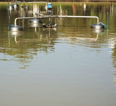 Electric aerator in pond use to make the good environment                               