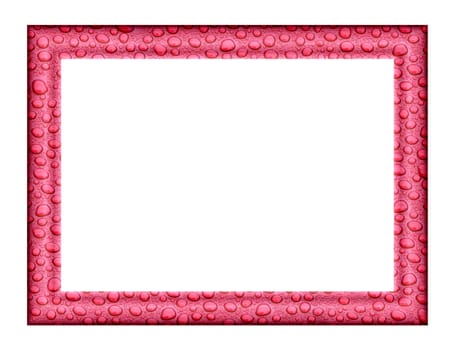 Rectangular frame with water drops isolated on white background