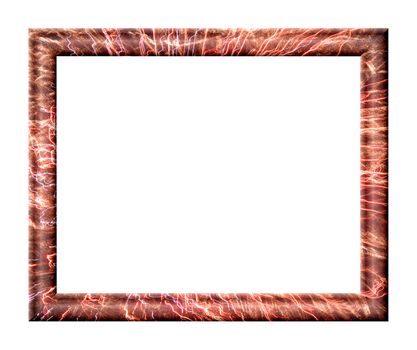 Rectangular frame with convex texture fireworks isolated on white background