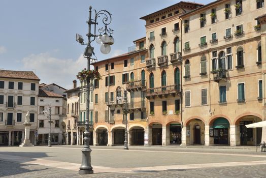 Plaza in the beautiful town of Bassano del Grappa, Northern Italy