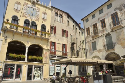 Plaza in the beautiful town of Bassano del Grappa, Northern Italy