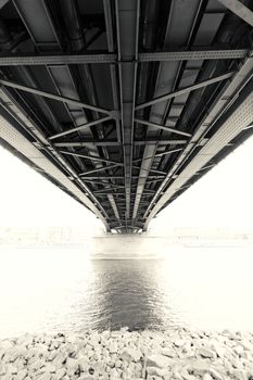 Steel construction from under the bridge - Hungary