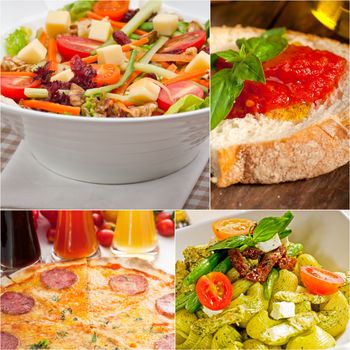 healthy Vegetarian vegan food collage nested on white frame