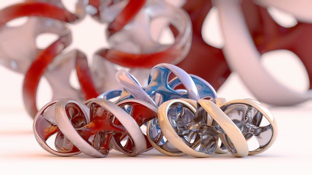 Endless twisted torus jewel - 3D concept illustration