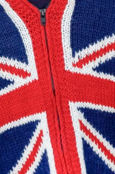 knitted woolen british union flag garment with zip fastener