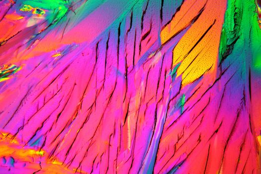 Citric acid is a common chemical and used for food production as cleaning agent or for cosmetics.  The photos are made under the microscope with a magnification of 100x and in polarized light.