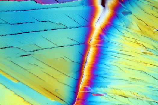 Citric acid is a common chemical and used for food production as cleaning agent or for cosmetics.  The photos are made under the microscope with a magnification of 100x and in polarized light.