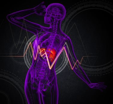 3d render medical illustration of the liver - back view