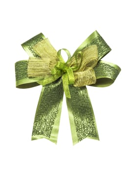 Beautiful green ribbon isolated on white with clipping parh