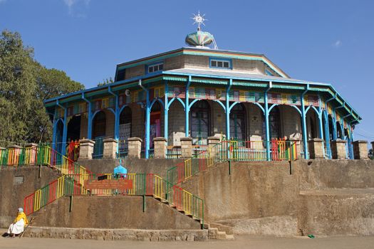 ADDIS ABABA, ETHIOPIA - DECEMBER 5, 2014: Church Entoto Maryam on Mount Entoto on December 5, 2014 in Addis Ababa, Ethiopia, Africa