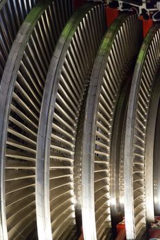 Cross section view of the inside of an airplane engine