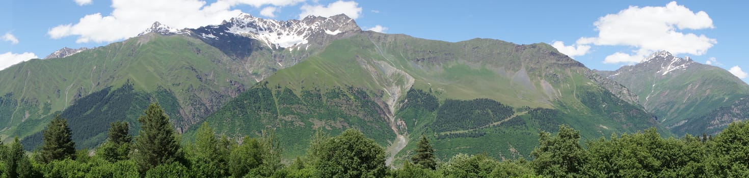 Panorama of the Caucasus Mountains close to Mestia, Georgia, Europe