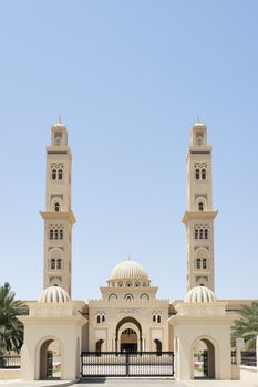 Picture of a mosque with blue sky in Oman