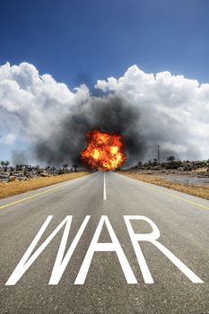 Image of a road with the text WAR