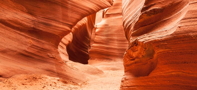 Interior of Antelope Canyon, woderful orange waves made of stone