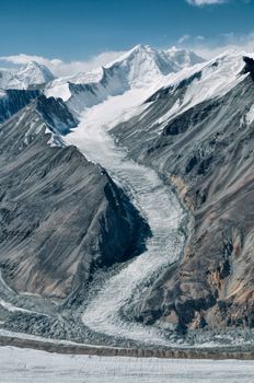 Scenic glacier in Pamir mountains in Tajikistan