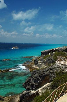 Ferry off the coast of Punta Sur, Isla Mujeres, Mexico