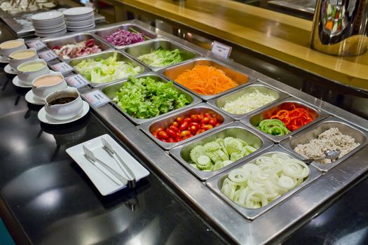 salad bar with vegetables in the restaurant, healthy food