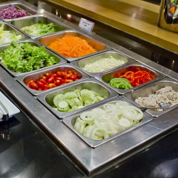 salad bar with vegetables in the restaurant, healthy food