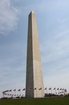 Washington DC, USA - may 13, 2012. The Washington monument surrounded by American flags