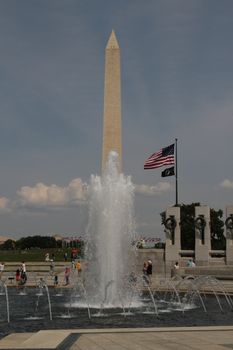 Washington DC, USA - may 13, 2012. The Washington monument surrounded by American flags