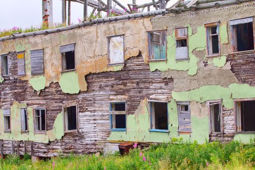 collapsed abandoned house within the Arctic circle