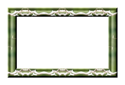 Rectangular frame for pictures with abstract texture of green tones on a white background