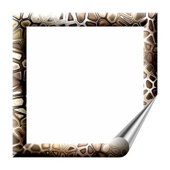 Square frame with wrapped corner, isolated on a white background