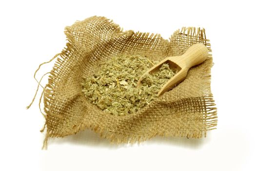 healing herbs with scoop for the winter flue