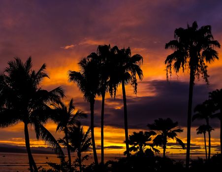 Dark red Hawaiian sunset