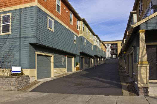 Neighborhood condominiums garage doors Saint John Oregon.
